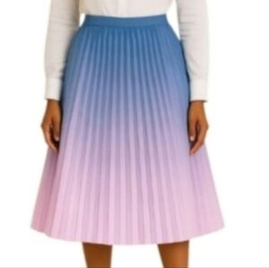Halston Pleated Purple Ombre Blue Skirt Large
